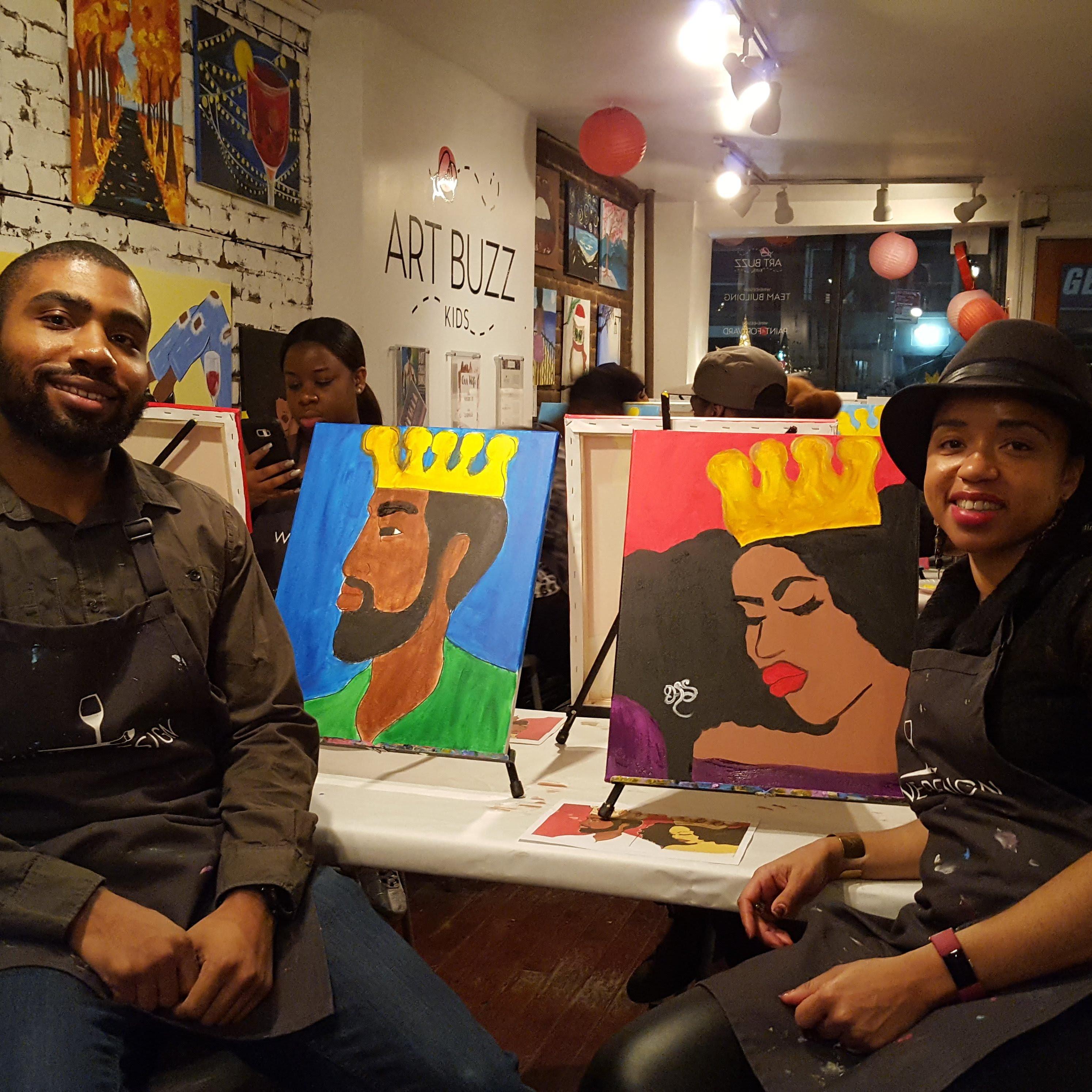 Sip and Paint date night in Brooklyn.