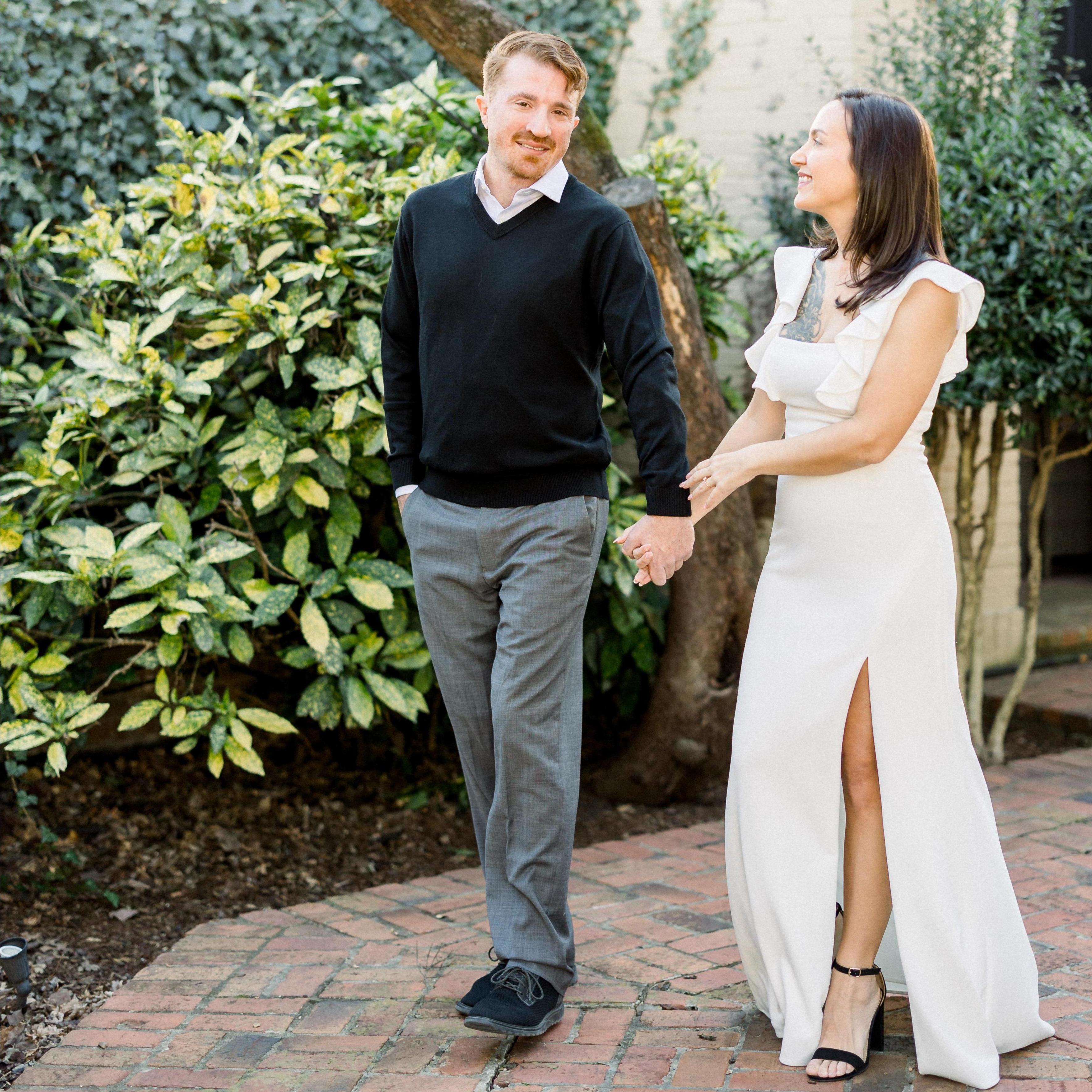 Mary admired Jonathan during their engagement photo shoot. She loves him!