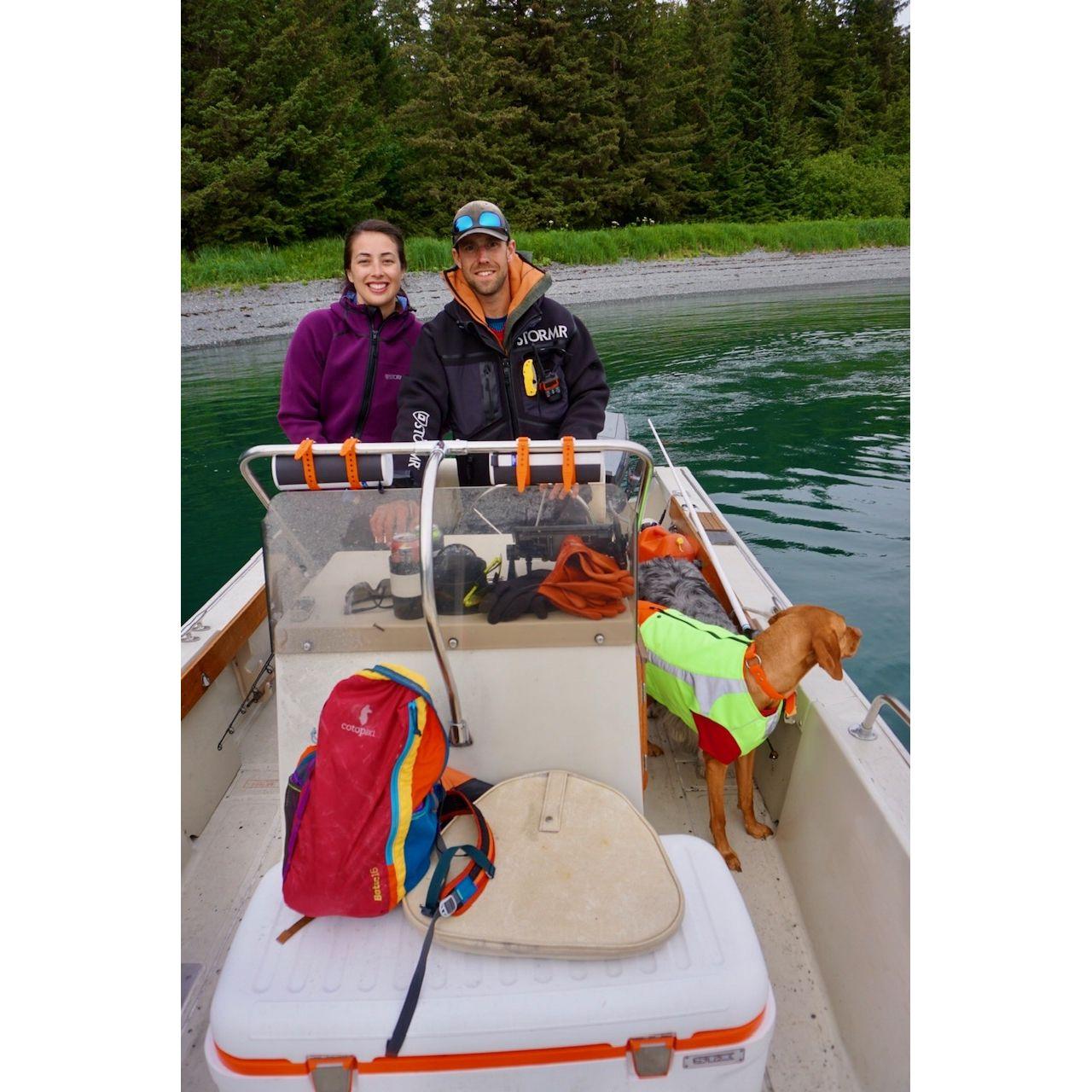 Happiness on our boat, out in Prince William Sound