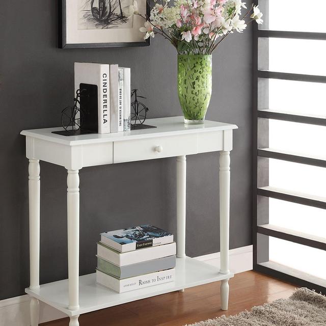 Convenience Concepts French Country Hall Table with Drawer and Shelf, White