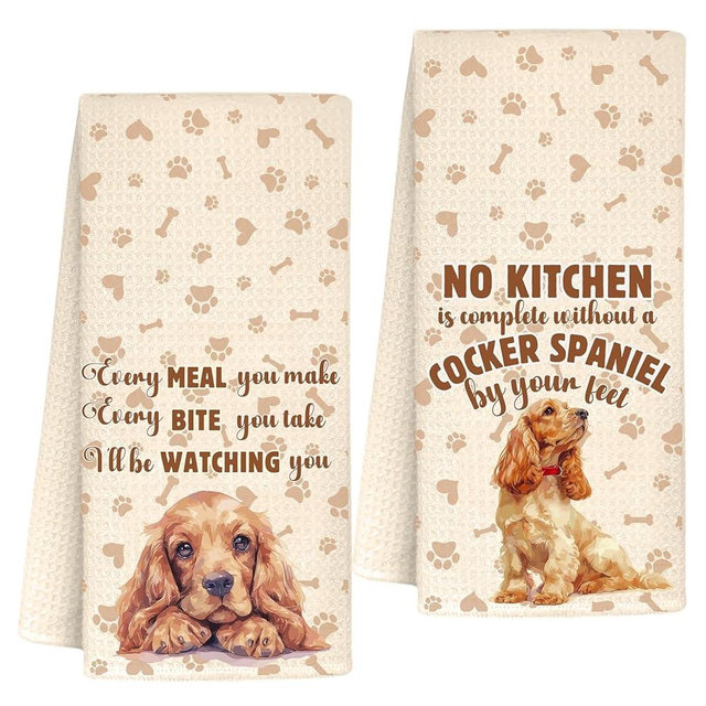 InnoBeta Cocker Spaniel Gifts for Women, Kitchen Towel Set, 16x24 in Microfiber Dish Tea Towel, Hand Towel Gifts for Cocker Spaniel Owners, 2 Pack