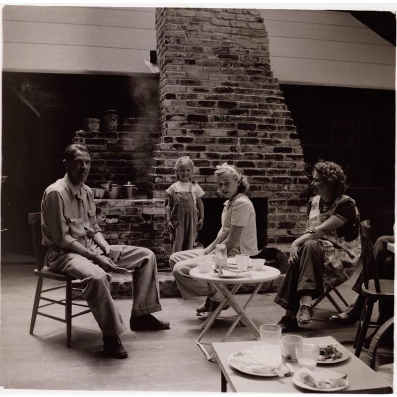 George, Marilyn, Vonie, and Gertrude on the deck around 1945.