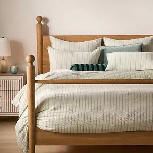 Sage Neilly Cotton Striped Woven King Duvet