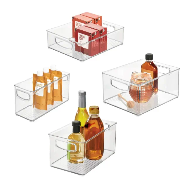 iDESIGN 18pc Cabinet/Pantry Bin Starter Set: Clear Kitchen Storage & Organization, Plastic Organizers, Spot Clean