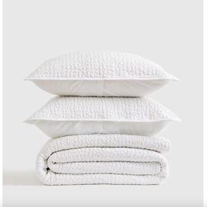 Organic Cotton Hand Stitched Quilt Set - White, King/Cal King