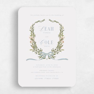 Grey Rounded Wedding Invitation - Cindra Classic