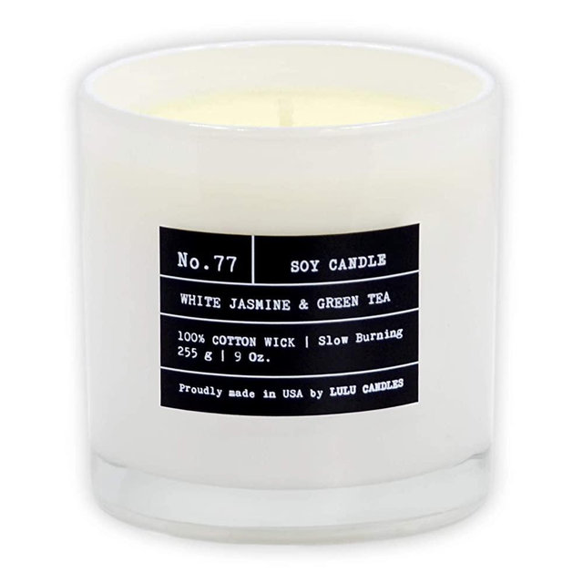 Lulu Candles | White Jasmine & Green Tea | Luxury Scented Soy Jar Candle | Hand Poured in The USA | Highly Scented & Long Lasting - 9 Oz. (NO LID)