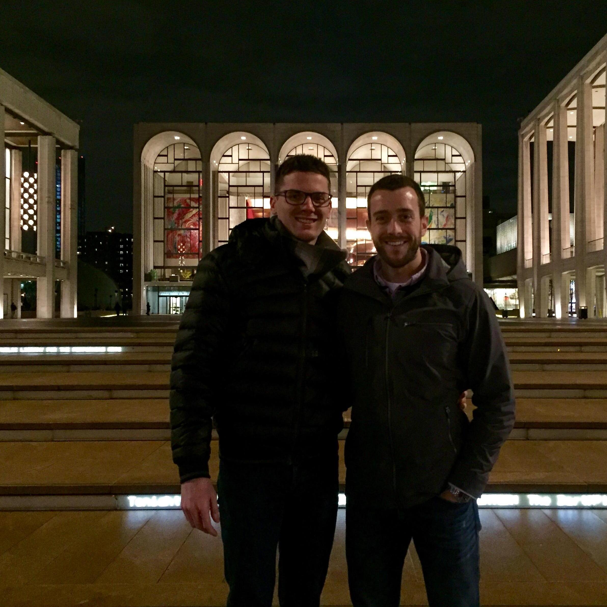 Outside the Lincoln Center on a visit to see Jules in NYC