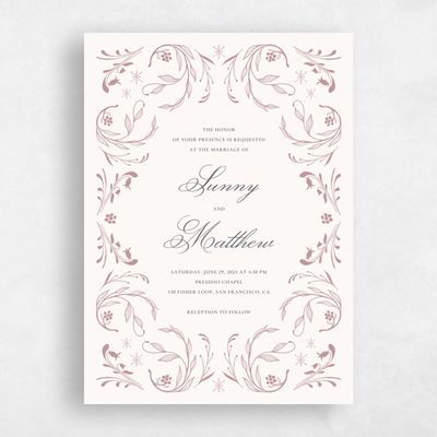 Dusty Rose, Pink Wedding Invitation - Camberley Frame