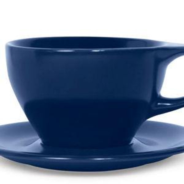 (Indigo) Large Latte Cup & Saucer