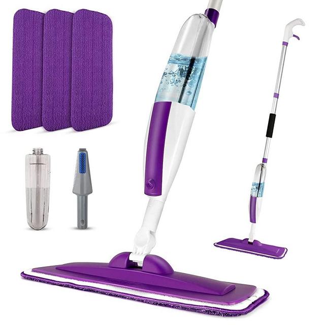 Spray Mops for Floor Cleaning, Mops for Floor Cleaning with 3pcs Washable Reusable Mop Pads Head and A 400ml Refill Spray Bottle Microfiber Wet Dry Dust Mop for Home Hardwood Laminate Floors