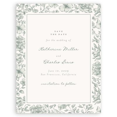 Deep Sage, Green Wedding Digital Save the Date - Sogno Portrait