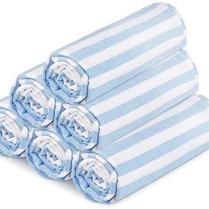 Urban Villa (Set of 6, 36x72 Inches Turkish Beach Towel Oversized Absorbent Extra Large - Sand Free Quick Dry Bath Towels - Lightweight Travel Cruise Camping Spa Towels - Light Blue