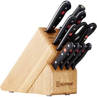 WÜSTHOF Gourmet Twelve Piece Block Set | 12-Piece German Knife Set | Precise Laser Cut High Carbon Stainless Steel Kitchen Knife Set with 13 Slot Wood Block – Model 9312