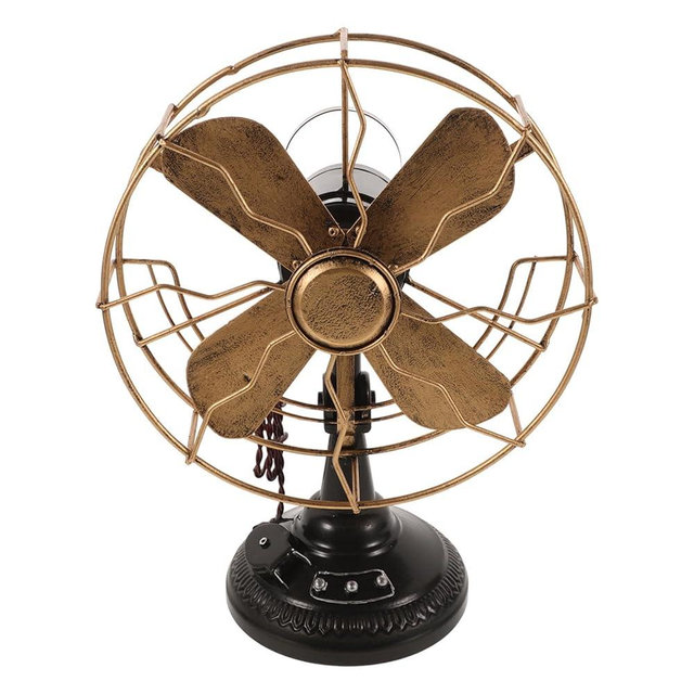 ABOOFAN Vintage Table Fan, Retro Style Table Fan Model Plastic Standing Fan Antique Household Fans Desk Top Fan for Bedroom Bathroom Bar Home DecorationsGifts Bronze