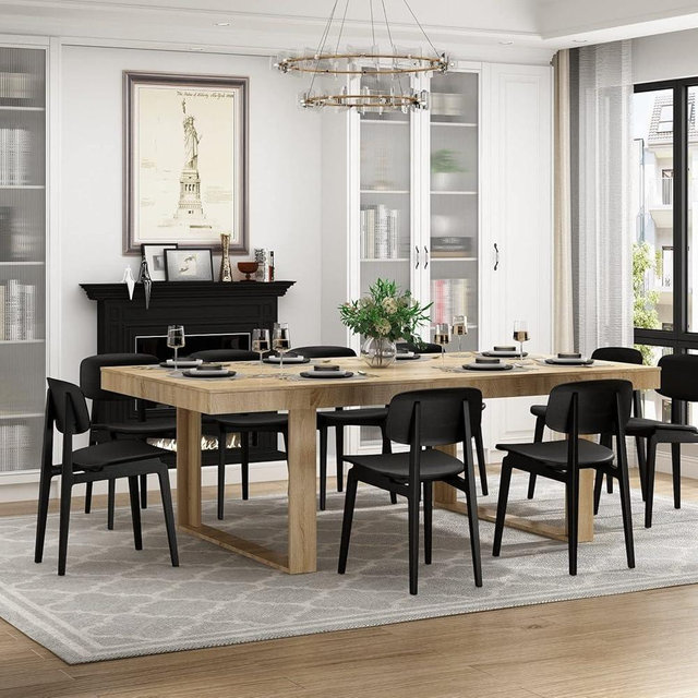Business Furniture 86.6w X 47.2D Conference Table with Wood Base Desk Brown Casual Modern Contemporary Rectangular MDF