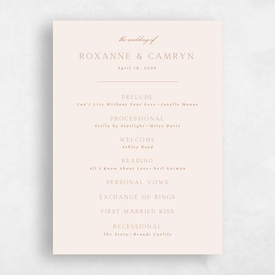 Linen, Beige Wedding Program - Zariah