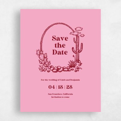 Flamingo, Pink Wedding Save the Date - Avondale Portrait
