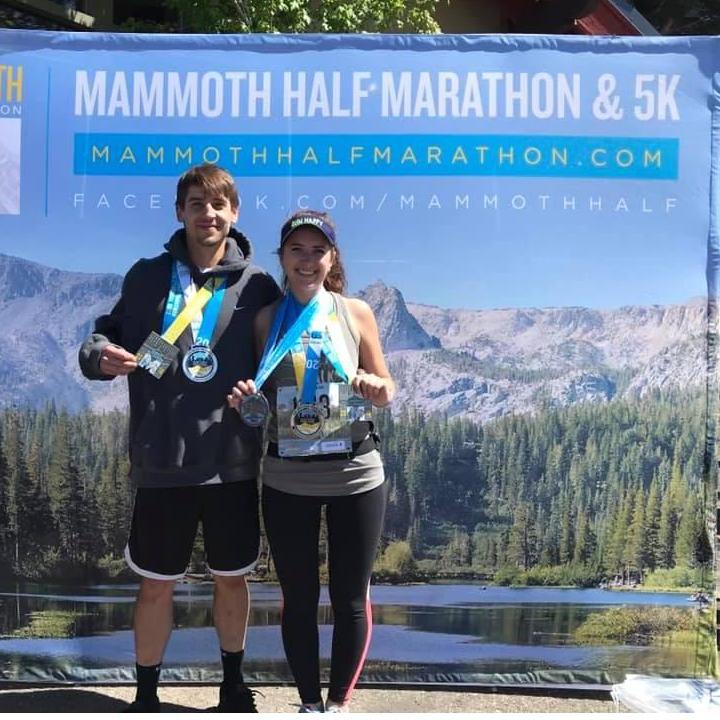 After finishing the half marathon in Mammoth, CA.