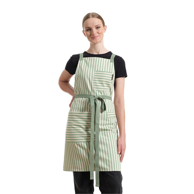 MEEMA Cooking Apron with Pockets, Cross Back Apron – Professional Chef Aprons for Men & Women, Eco-Conscious Upcycled Cotton