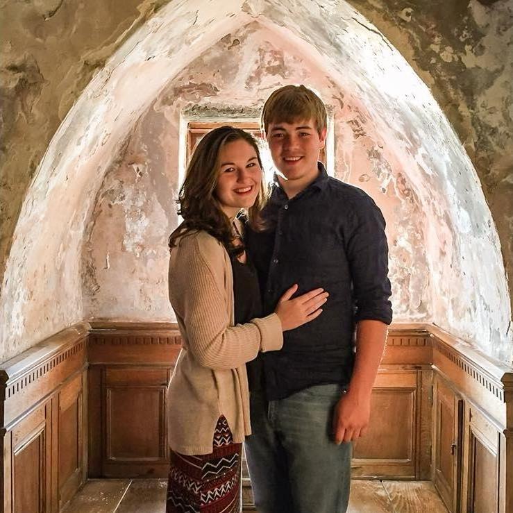 Steph and Sam in Eilean Donan Castle in Scotland - 2015