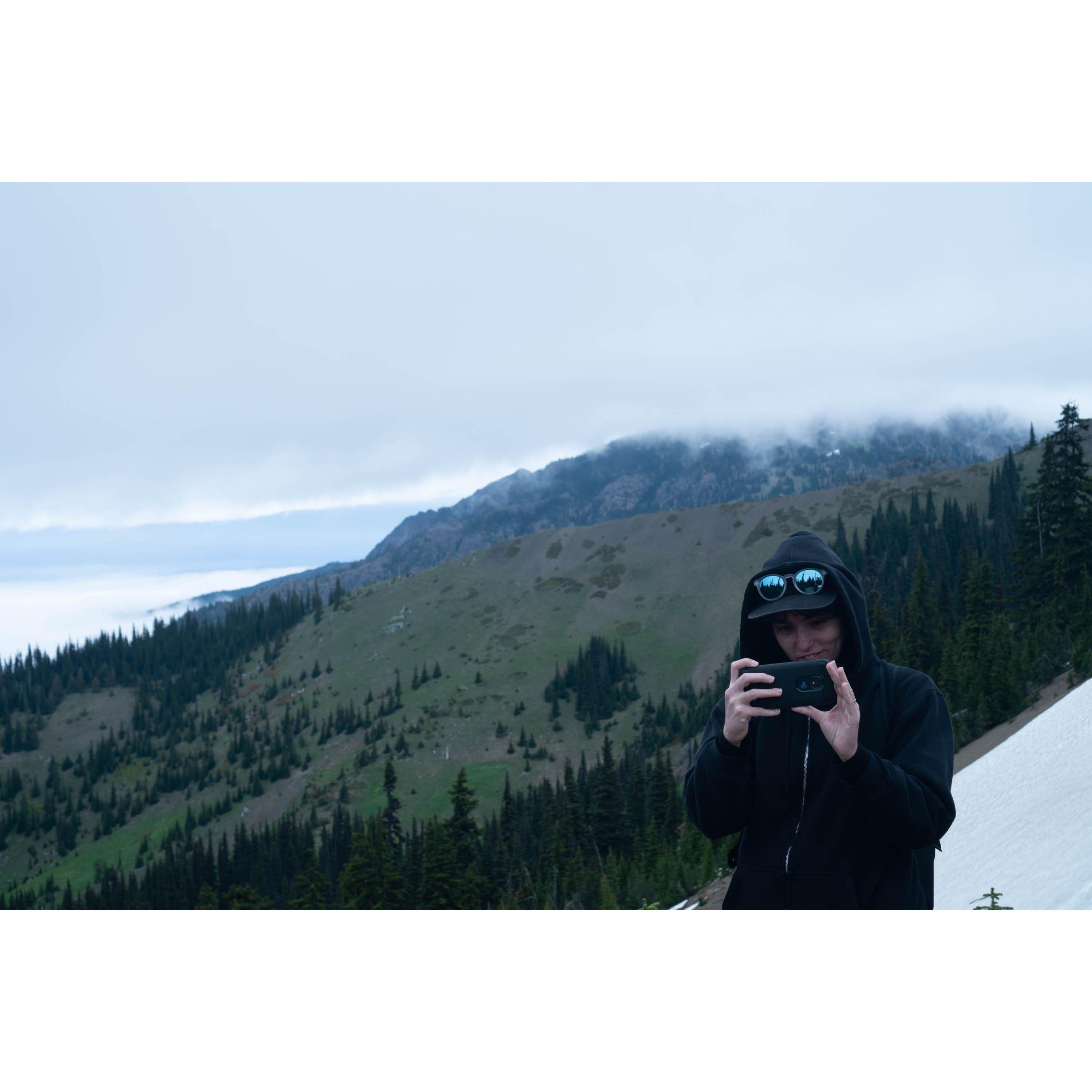 Rex snapping a pic of Yara on Hurricane Ridge