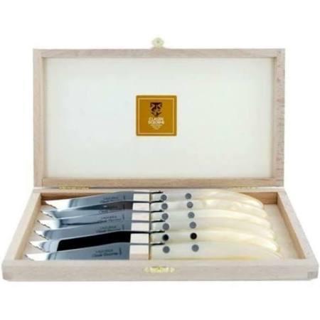 Wood Box of 6 Berlingot Steak Knives - Flake