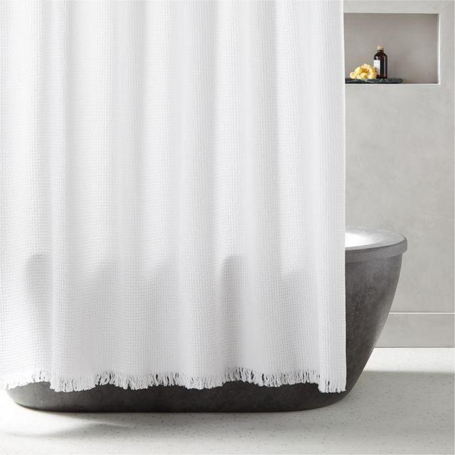 Meilan White Waffle Shower Curtain