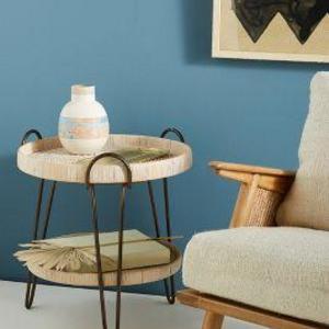 Coiled Rattan Side Table