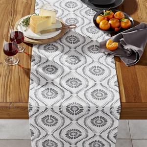 Kiran Grey Medallion Table Runner 90"