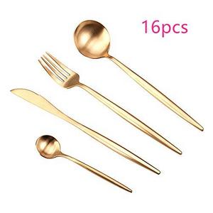 WOAIWO-Q Cutlery Set Stainless Steel,Flatware Set for 4 Person, Kitchen Silverware Cutlery Tableware Dinnerware Anti-rust Rose Gold Utensil Set, Steak Knife Set