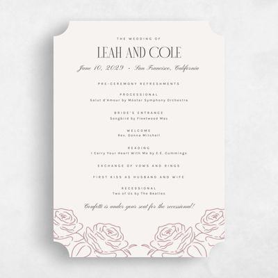 Beige Ticket Wedding Program - Silvana