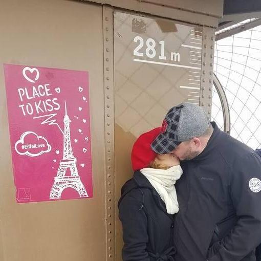 Kissing on top of the Eiffel Tower, 2018.