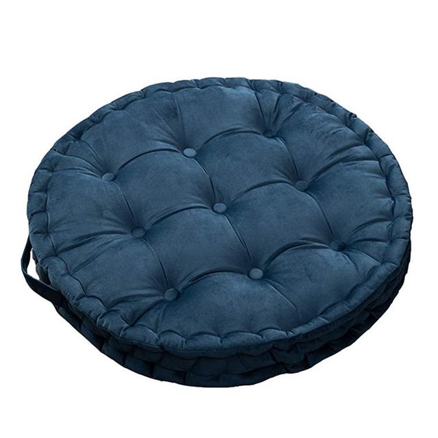 Mauuwy Round Floor Pillows Seat Cushion Velvet Tufted Indoor Cushions Big 3D Buttons Pillow Decorative Meditation Pet Mat for Sofa Couch Bed Garden Balcony Living Room Office Blue 24x24