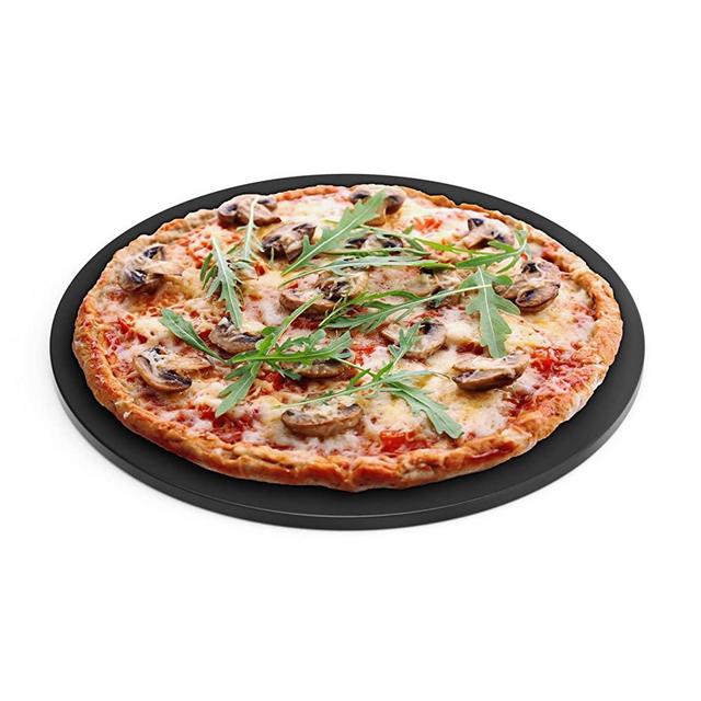 Chef Pomodoro 15" Round Pizza Stone, Glazed Natural Stone for Baking Ovens and Grills, Pizza Bread Baking
