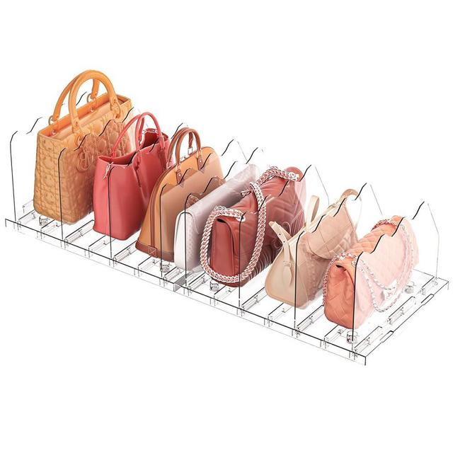 SOYO Adjustable Shelf Divider for Closet, Acrylic Purse Organizers for Closet, Clear Handbag Shelf Dividers, Clear Bookshelf Separator Organizers for House, Office Use, Clear (8LAYER)