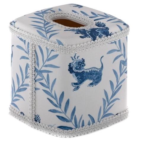Foo Dog Blue Tissue Box Cover