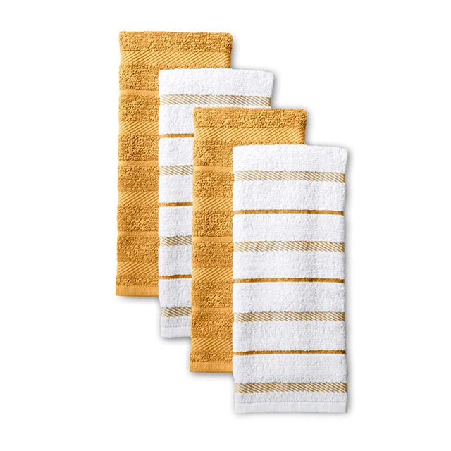 KitchenAid Albany Kitchen Towel Set, Set of 4, Orange Sorbet
