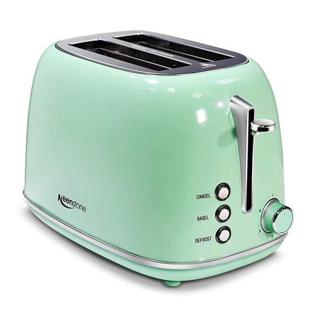 2-Slice Toasters Stainless Steel Retro Toaster with Extra Wide Slots - Pastel Green