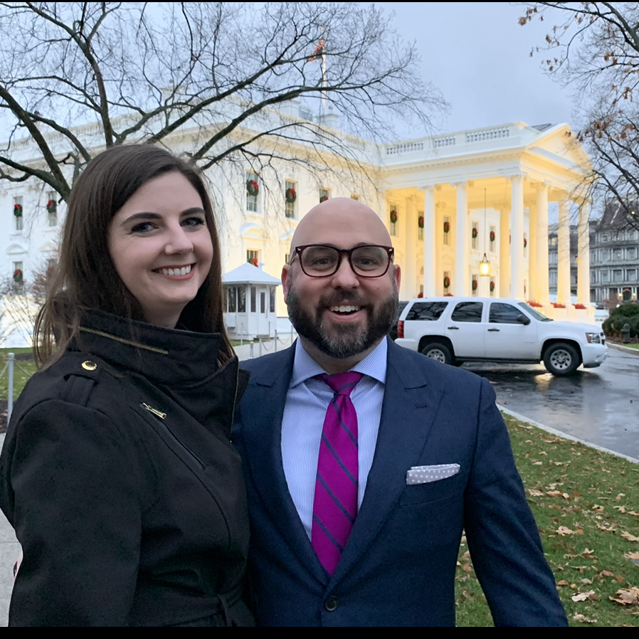 On the grounds with friends after leaving the 2019 White House Christmas party.