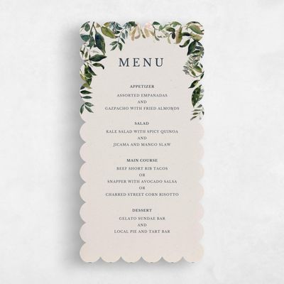 Beige Scalloped Wedding Menu - Buxton