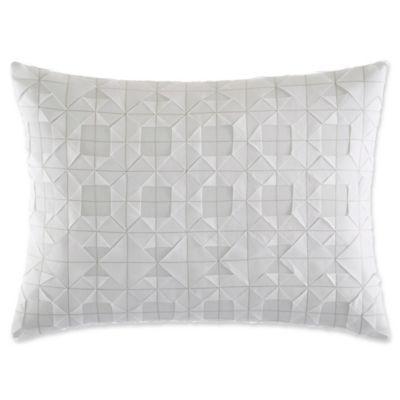Vera Wang™ Tuille Floral Origami Stitching Oblong Throw Pillow in White