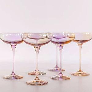 Estelle Colored Glass Iridescent Champagne Coupe Set
