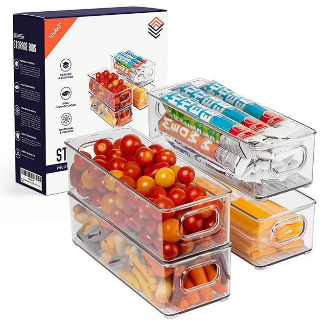 ClearSpace Plastic Pantry Organization and Food Storage Bin – Great Kitchen Organization and Kitchen Storage – Fridge Organizer Bins, Pantry Storage (4 Pack)