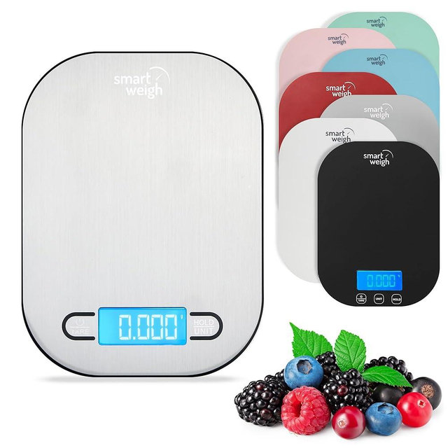 Smart Weigh Stainless Steel Digital Kitchen Scale for Cooking, Weight Loss, Calorie Tracking, Baking, Food Portion Control, and Meal Prep - Accurate Measurements in Grams and Ounces