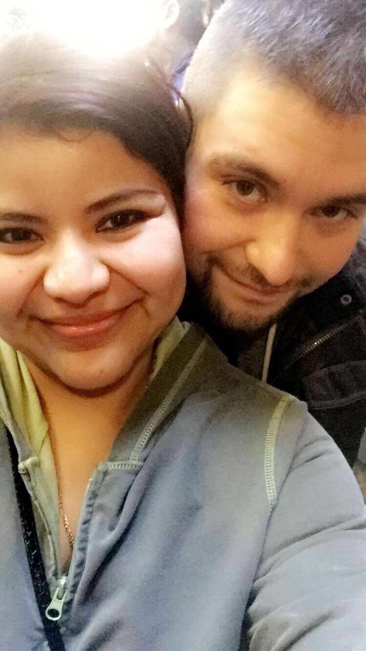 Our first selfie. In line to the Giant Drop at Six Flags. He's deathly afraid of roller coasters but went on them anyway.