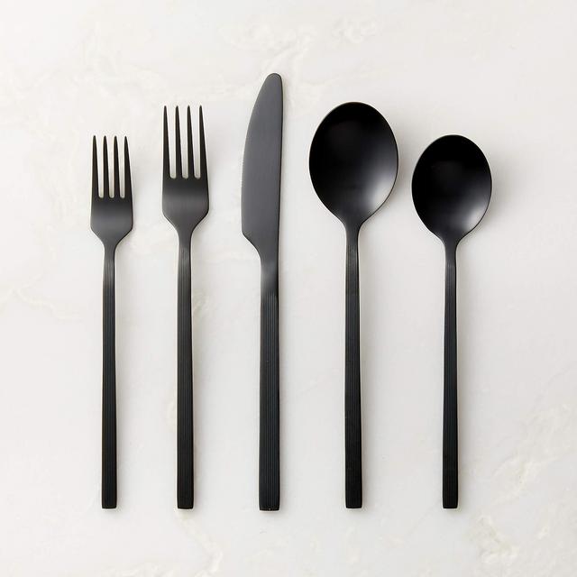 20-Piece Parallel Brushed Black Flatware Set