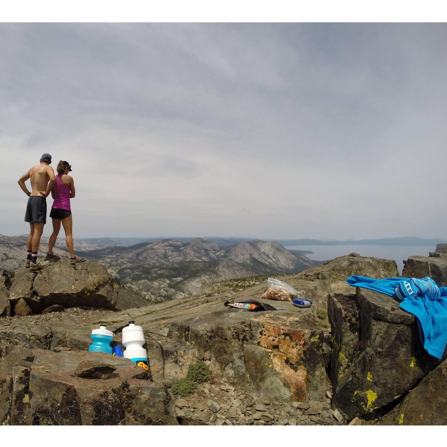on top of Mt. Tallac 9,738′ overlooking the Tahoe Basin