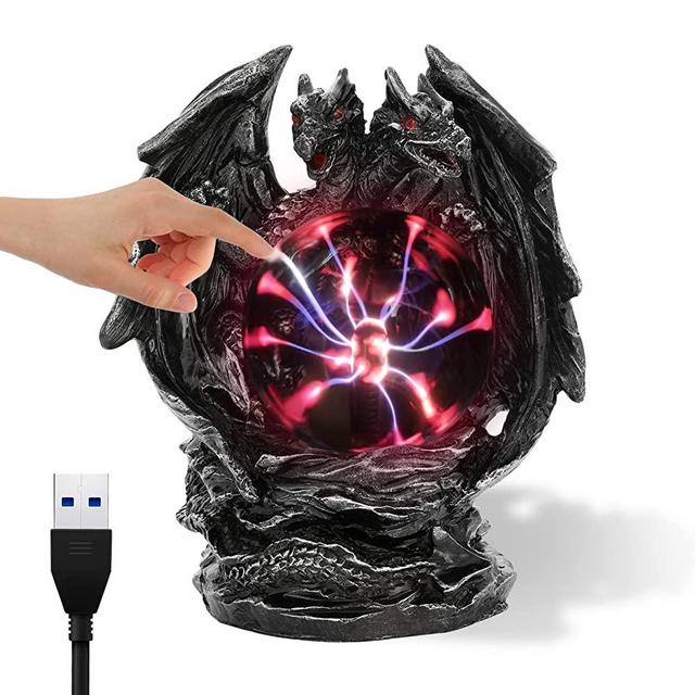 Plasma Ball, Touch Sensitive Dragon Plasma Ball, Air Ions Plasma Ball Lamp, Purple Red Lightening USB Plasma Globe Teen Boys Gift Ideas