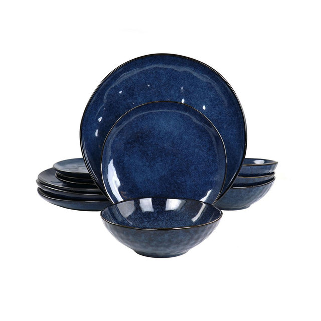 Elama Samara Blue 12 Pc. Dinnerware Set, Service for 4